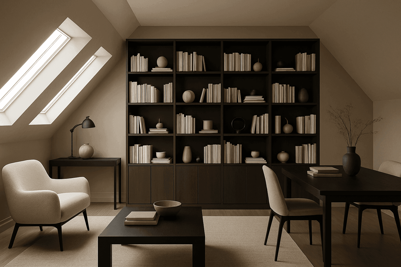 Aménagement de surfaces complexes : combles, studios, mezzanines, appartements anciens avec contraintes techniques.