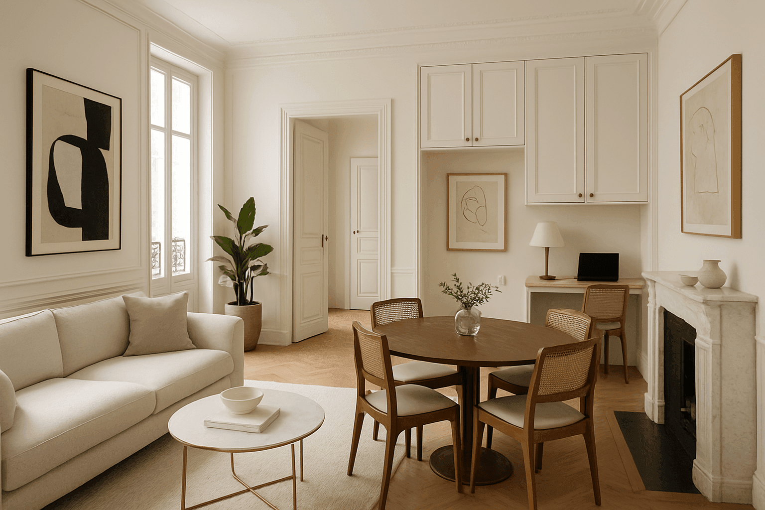 Coin télétravail dans petit appartement à Paris